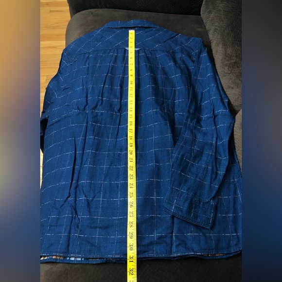 Carbon 2 Cobalt Double Cloth Shirt Men XL Blue Windowpane Button Up Plaid Lining - Picture 15 of 15